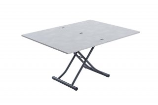 Table basse relevable extensible TRENDY mélaminé gris béton pied gris graphite