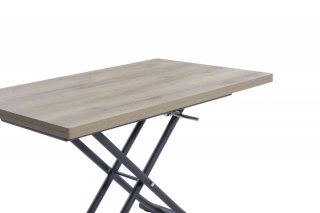Table basse relevable extensible TRENDY mélaminé chêne ancien pied gris graphite
