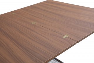 Table basse relevable extensible TRENDY mélaminé noyer/Pied chromé 110 x 70/140 cm