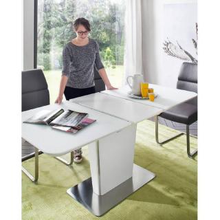 Table repas extensible design UMA blanc laqué mat 180 x 95 cm