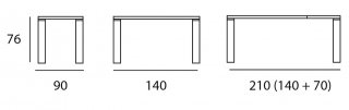 Table repas extensible ARMONIA 8 couverts 140/210x90cm pieds blancs plateau céramique gris