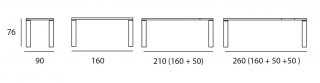 Table repas extensible ARMONIA  10 couverts 160/260x90cm pieds bois plateau chêne noueux