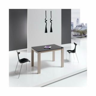 Table repas extensible ARMONIA 8 couverts 160/230x90cm pieds beiges plateau céramique noir 