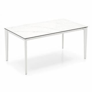 Table extensible 10 couverts ARTIC FAST 230 cm pieds métal plateau marbre blanc