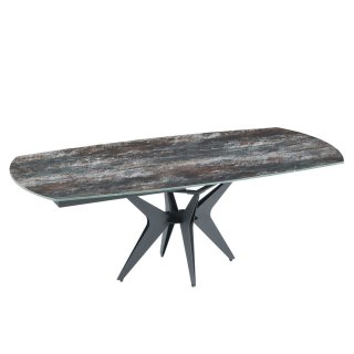 Table de repas extensible BLADE 137/205 x 90 cm plateau céramique pied acier laqué anthracite