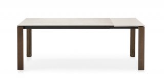 Table extensible 10 couverts DORIAN 260cm pieds bois plateau céramique blanc