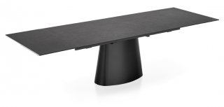 Table extensible 12 couverts ELLISSE 300 cm pieds métal plateau céramique noir