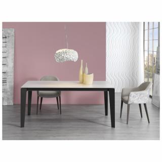 Table repas extensible GEO 6 couverts 120/190x90cm pieds noirs plateau céramique hidra