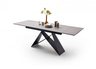 Table extensible KONAN plateau céramique gris clair 160 x 90 cm