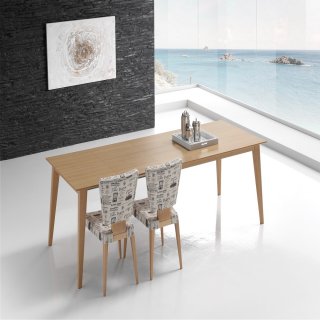 Table repas extensible NORDIC 10 couverts 160/260x90cm pieds bois plateau chêne naturel