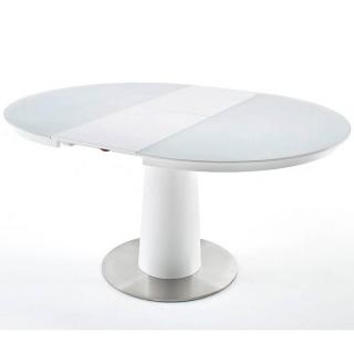 Table ronde extensible design  WIEM  blanc laqué mat diametre 120 cm