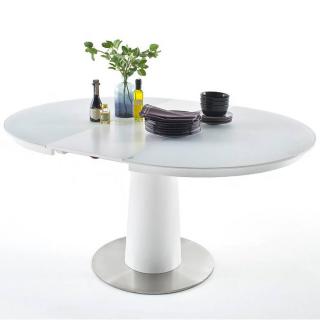 Table ronde extensible design  WIEM  blanc laqué mat diametre 120 cm