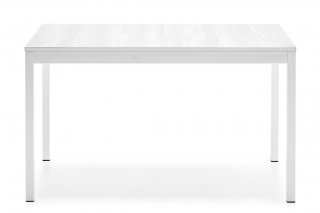 Table extensible 6 couverts SNAP 160 cm pieds métal plateau mélaminé blanc