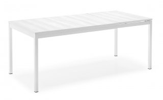 Table extensible 8 couverts SNAP 180 cm pieds métal plateau mélaminé blanc