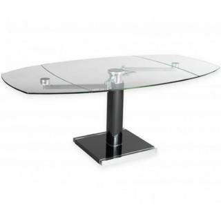 Table repas extensible STATE BLACK plateau en verre trempé