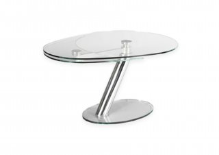 Table de repas extensible ZESTE  plateau en verre Piétement CHROME