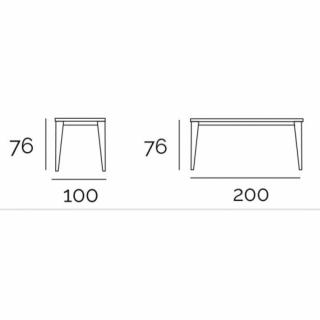 Table repas  NORDIC 8 couverts 200 x 100 cm pieds bois plateau chêne naturel 