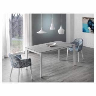 Table repas GEO 4 couverts 120 x 90 x 76 cm pieds blancs plateau céramique gris