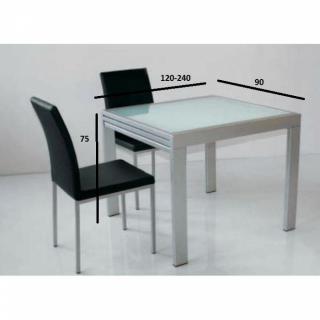 Table repas extensible SPACE en verre piétement aluminium 120 cm