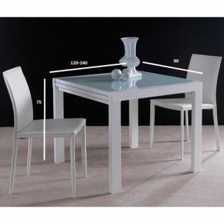 Table repas extensible SPACE en verre design blanc 120 cm