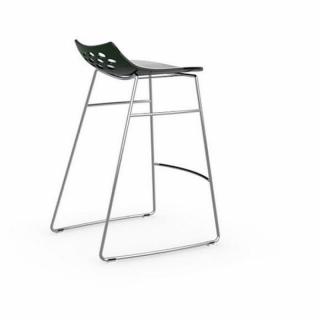 Tabouret de bar design JAM  piétement luge assise vert et blanc