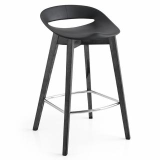 Tabouret  COSMOPOLITAN structure bois assise plastique noir